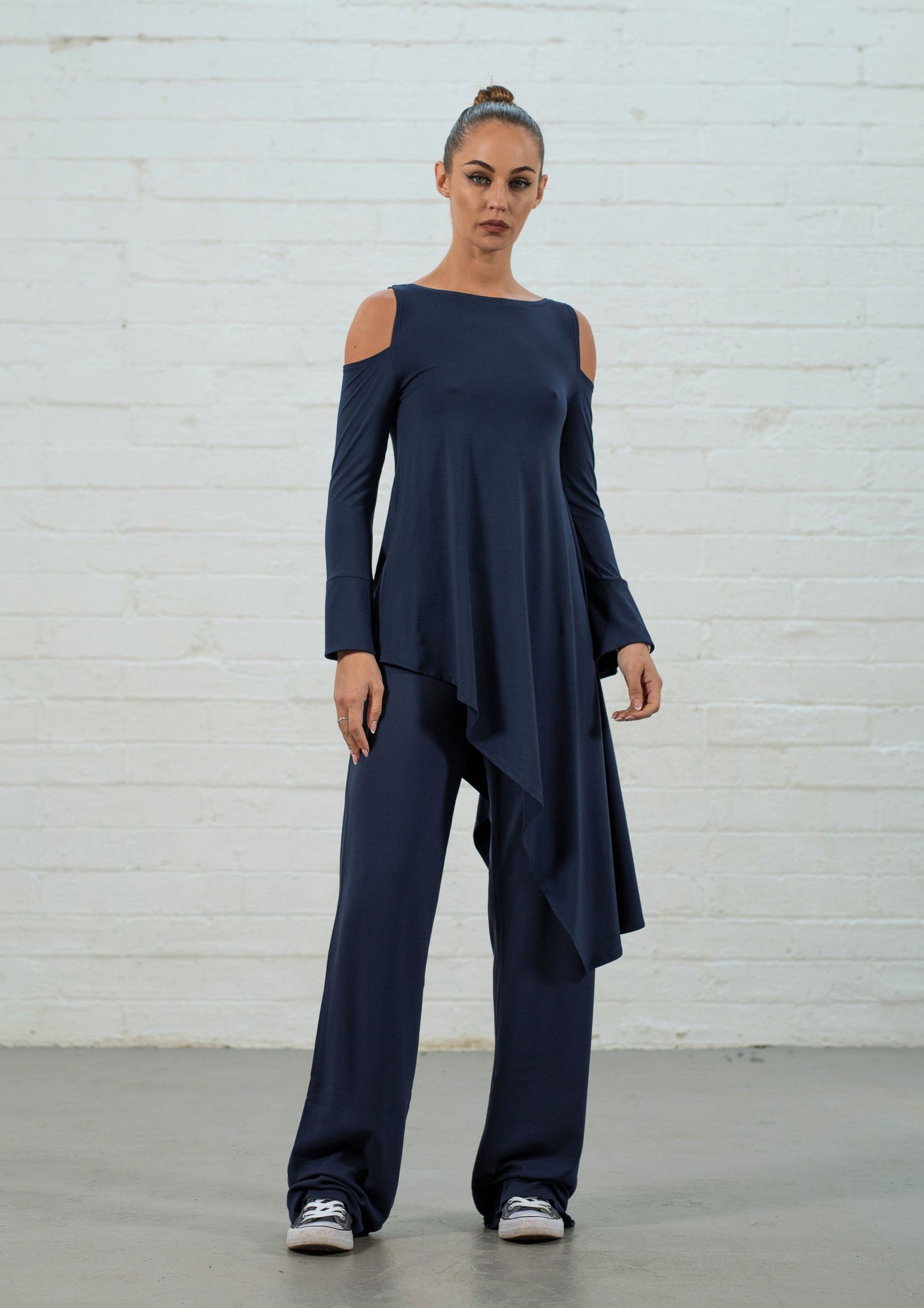 Navy Viscose Jersey Kate Palazzos