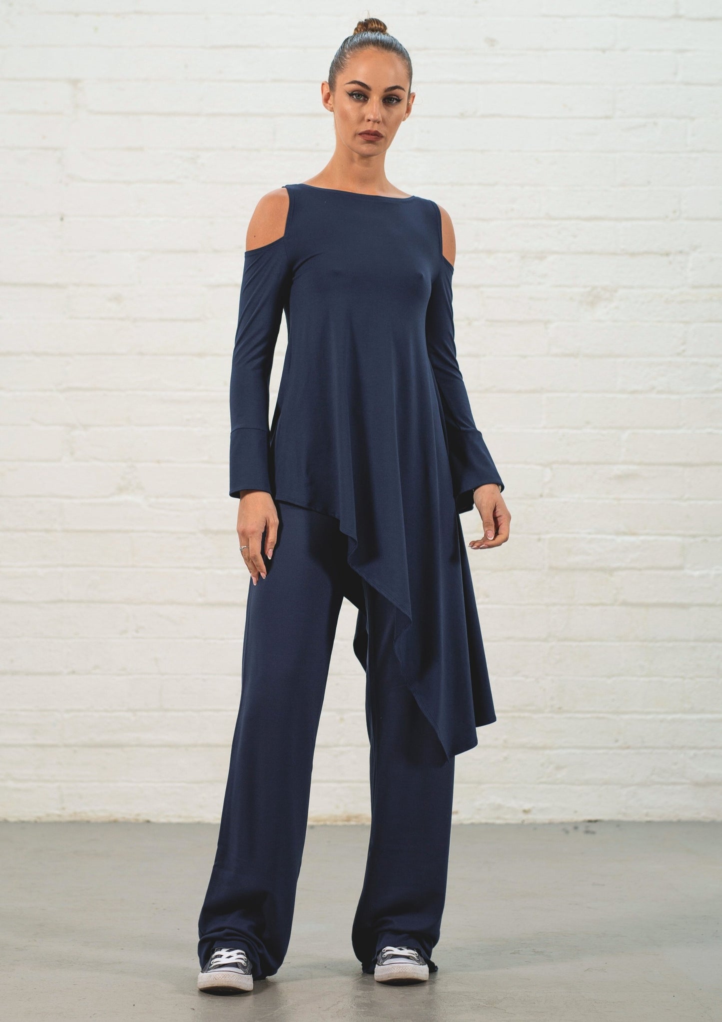 Addison Straight Leg Palazzos: Navy