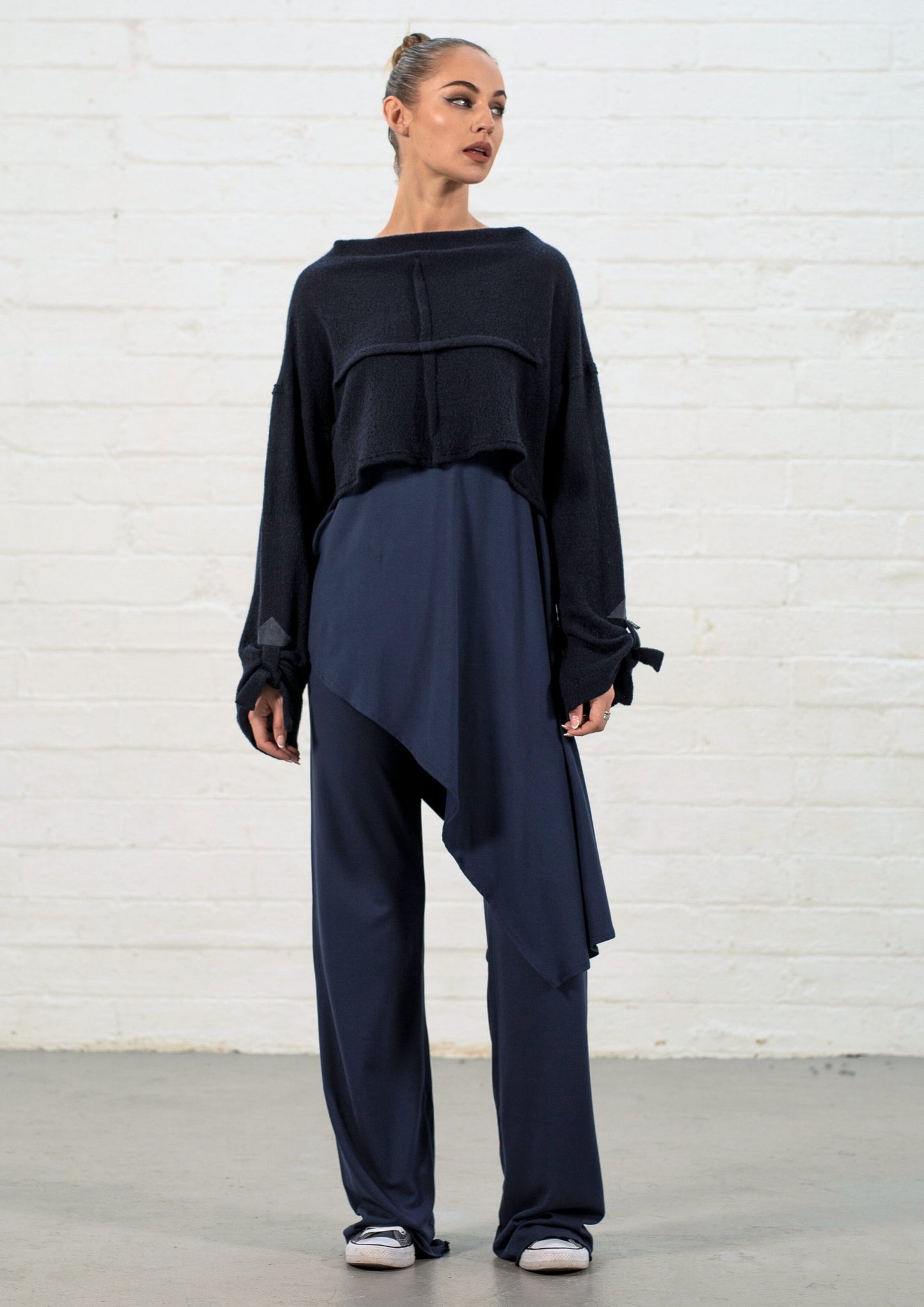 Addison Straight Leg Palazzos: Navy