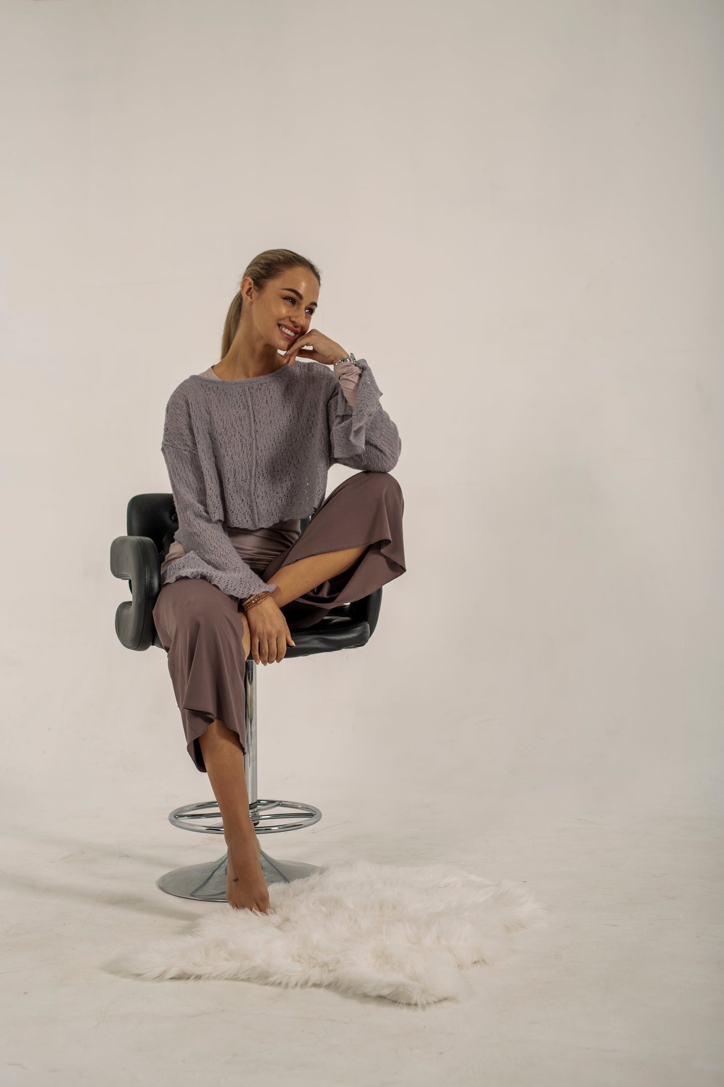 Alina Italian Wool crop jumper (Silver Frost)