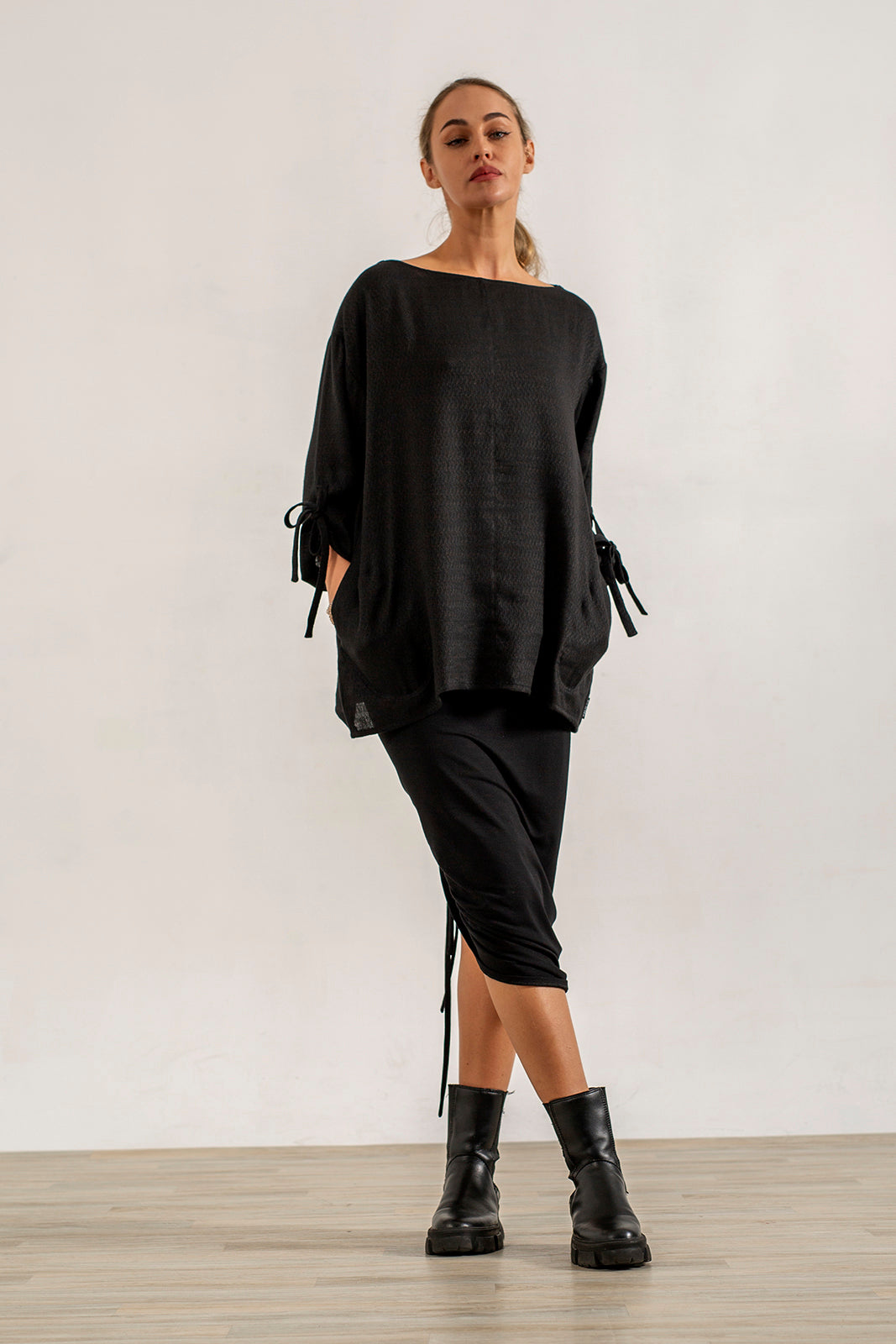 Shannon Viscose Jersey Drawstring Skirt (black)