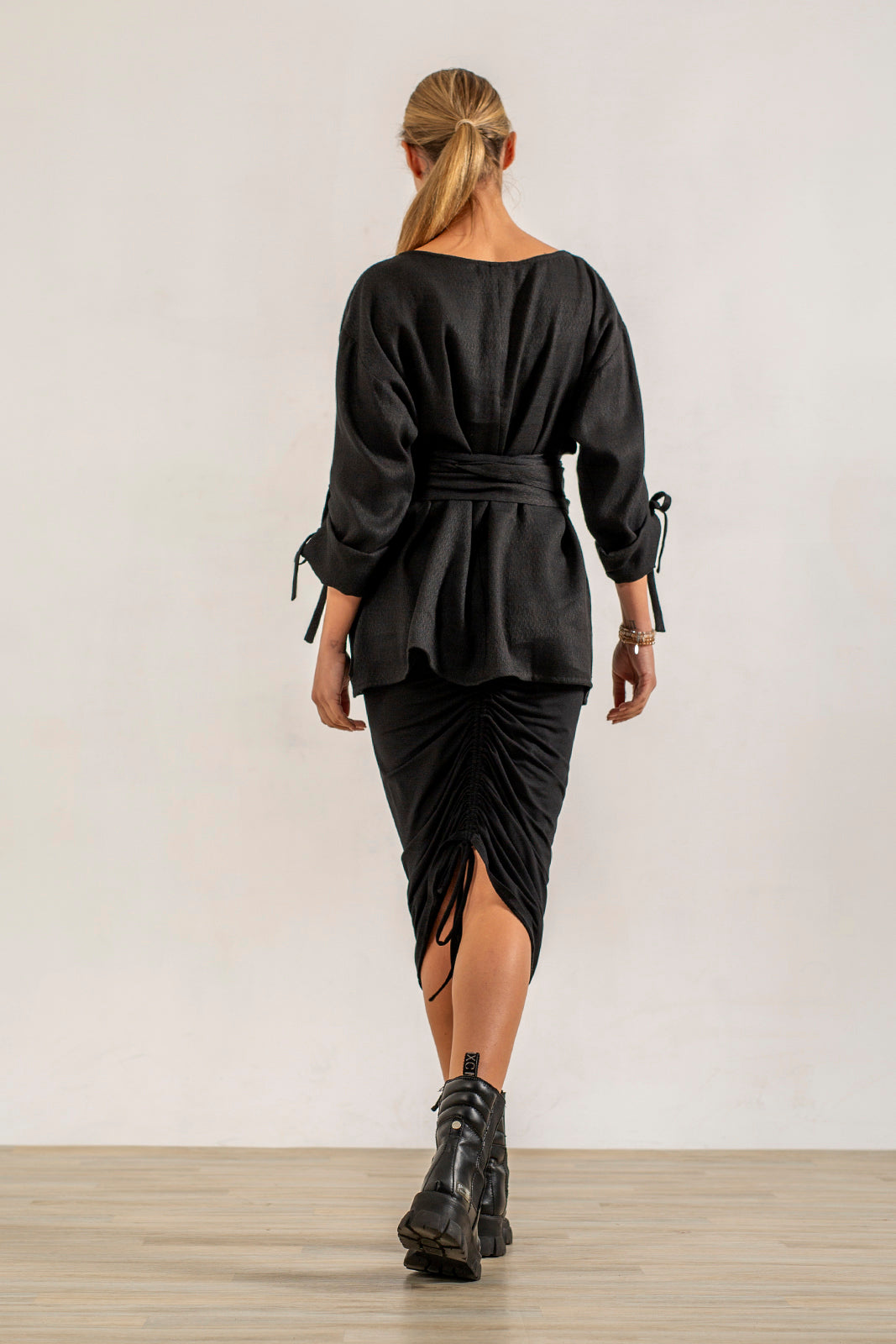 Shannon Viscose Jersey Drawstring Skirt (black)