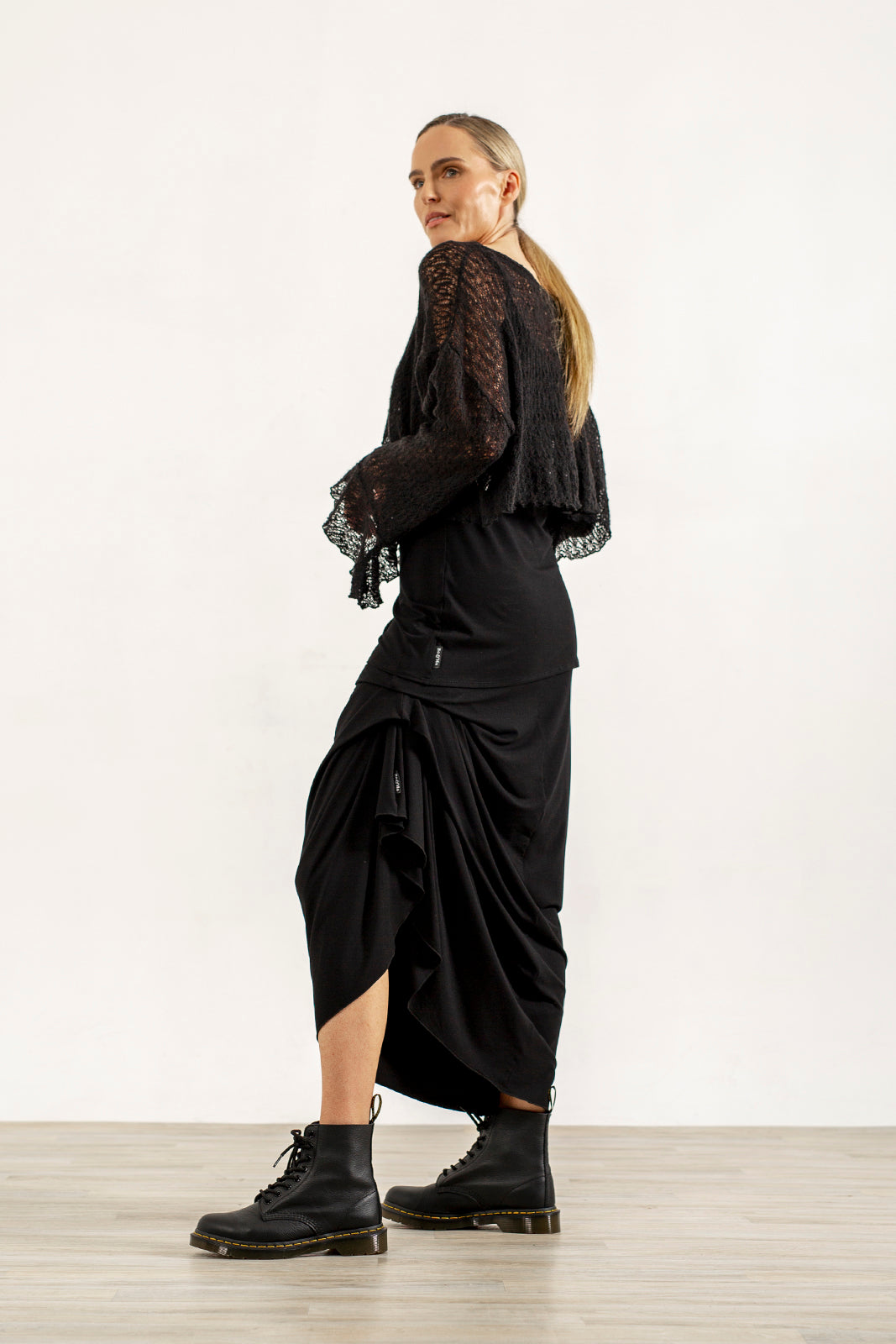 Harper Viscose Jersey Asymetrical Skirt (black)