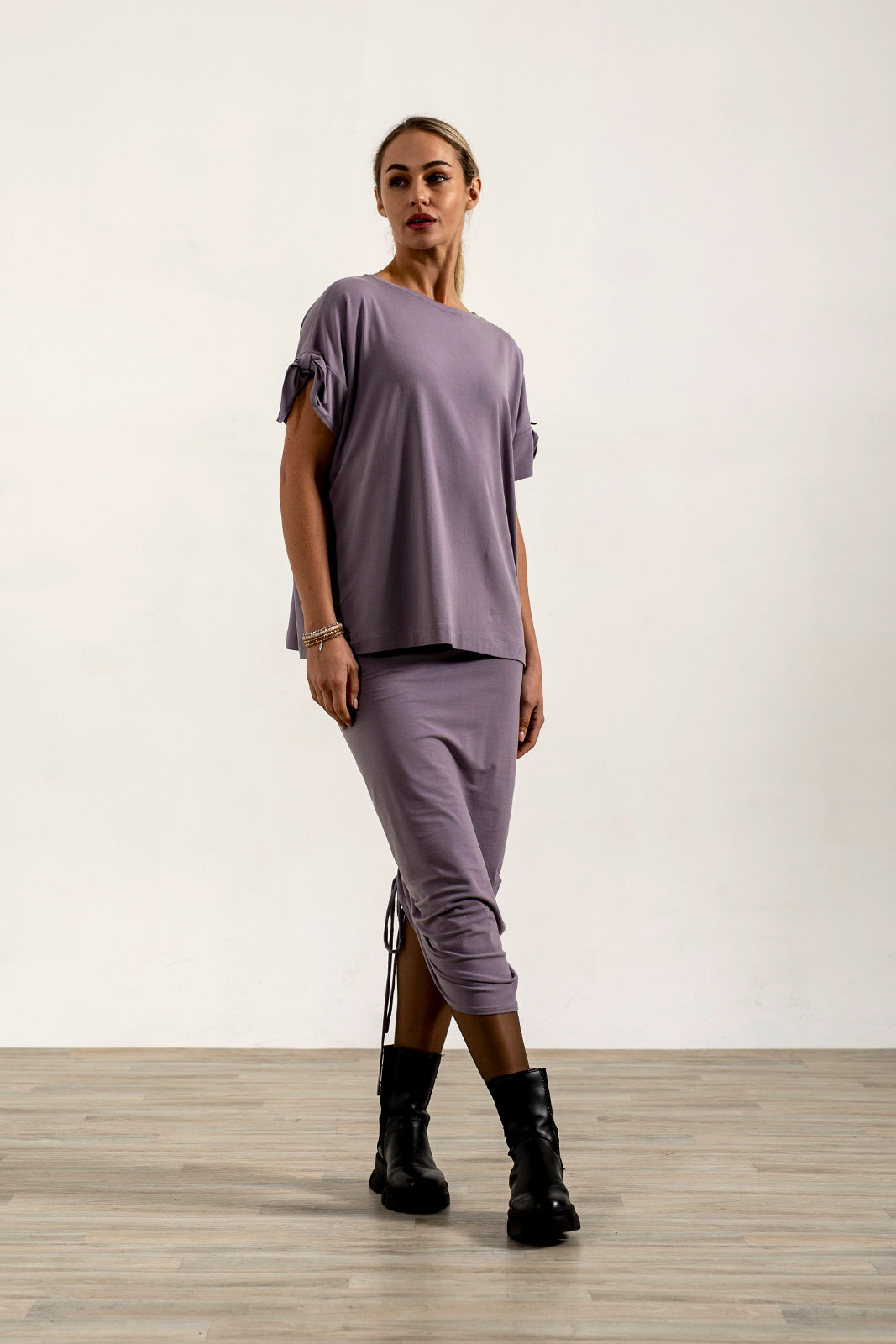 Shannon Viscose Jersey Drawstring Skirt (Silver frost)