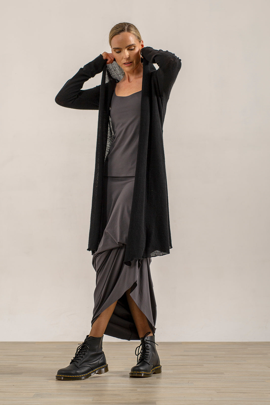 Harper Viscose Jersey Asymetrical Skirt (Lead)
