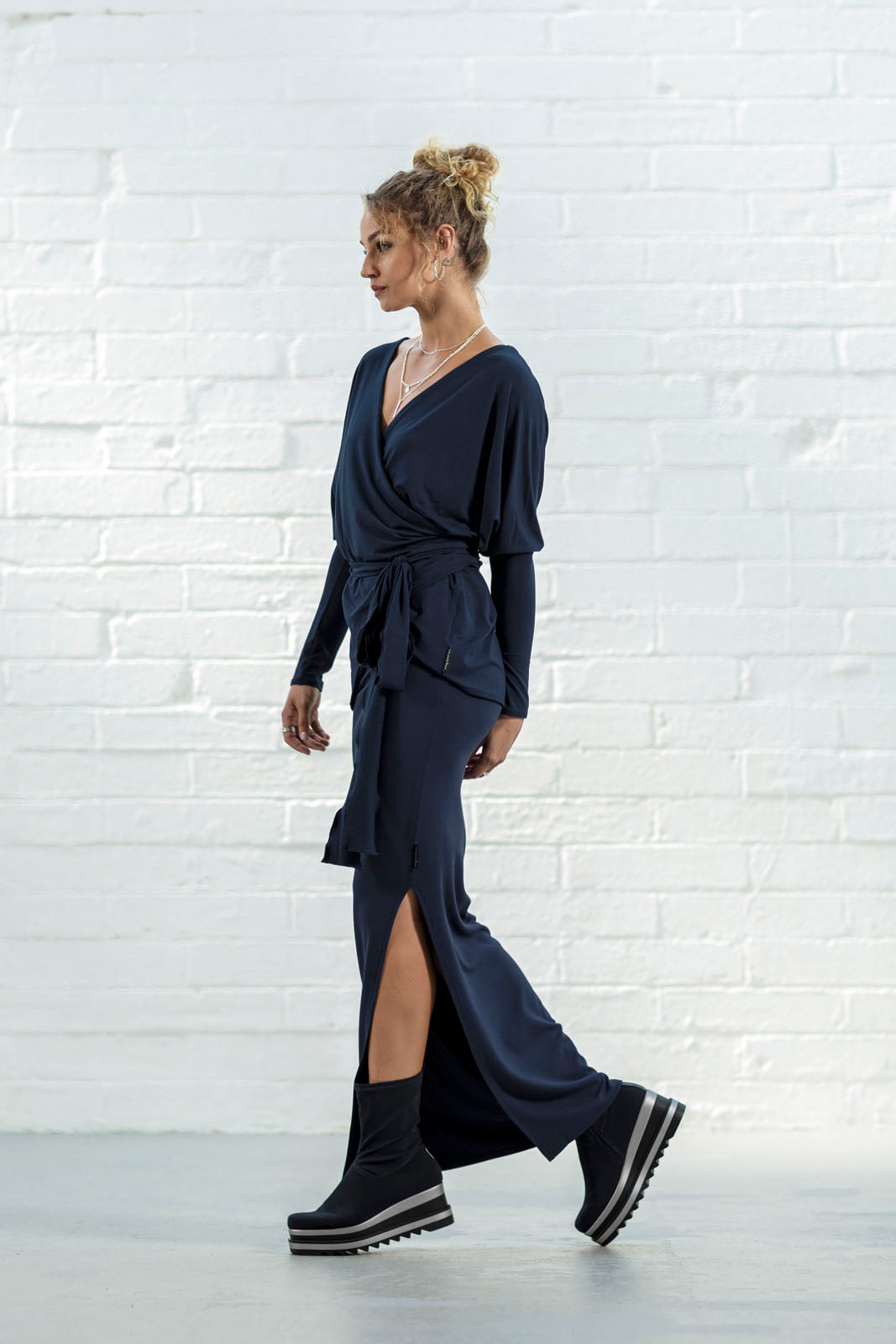 Dafna Slit Skirt: Navy (Long)