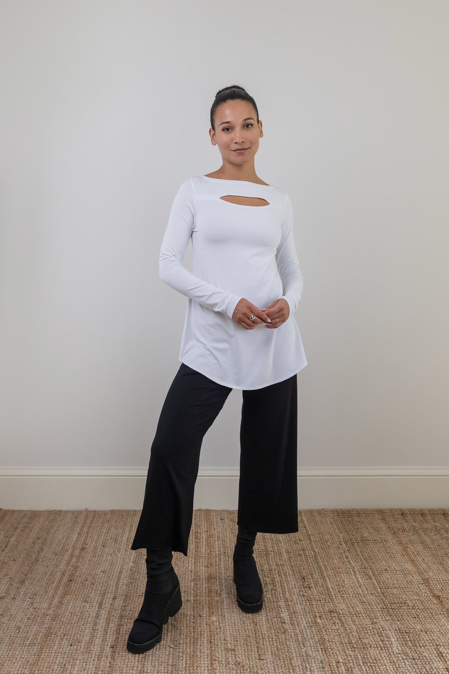 Black Ellen Viscose Jersey Crop Palazzos (narrow)