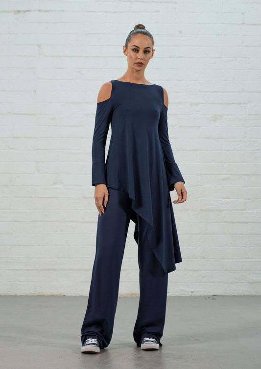 Navy Viscose Jersey Kate Palazzos