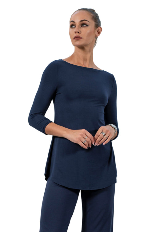 Ailsa Navy Viscose Jersey Top