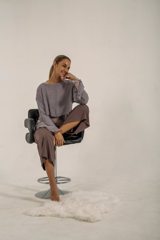 Alina Italian Wool crop jumper (Silver Frost)