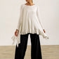 Monique Viscose Jersey Frill Hem Tunic (Soft White)