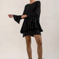 Blair Viscose Jersey Oversize Frill Hem Tunic (Black)