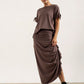 Harper Viscose Jersey Asymetrical Skirt (Mink)