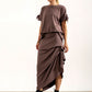 Harper Viscose Jersey Asymetrical Skirt (Mink)