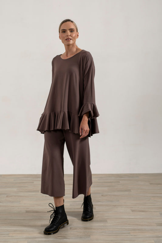 Ellen Viscose Jersey Crop Palazzos (Mink)
