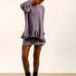 Blair Viscose Jersey Oversize Frill Hem Tunic (Silver Frost)