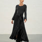 Rhea Flute Sleeve Top - Silky Black Jersey