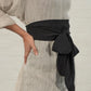 The Black Linen Sash Belt