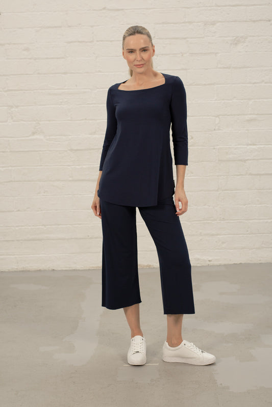 Ailsa Black Viscose Jersey Top