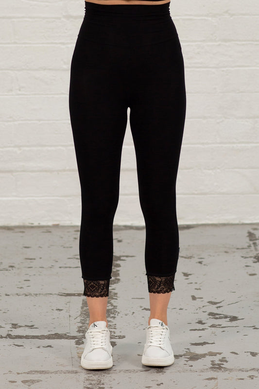 Black Jess Lace Hem Leggings